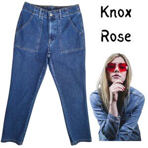 KNOX ROSE High Rise Elastic Back Waist Denim Blue Jeans - Women's S